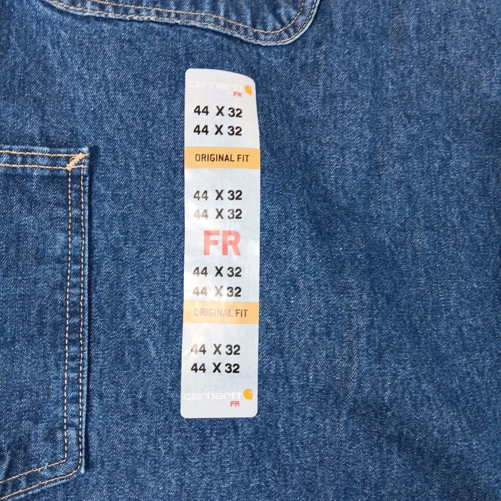 Carhartt FRB13-DNM Mens Flame Resistant FR Denim Dungaree Jeans 44x32 CAT 2 NWT